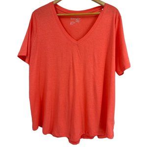Women's Plus Size‎ V Neck T-shirt ORANGE Super Soft Curved Hem Terra & Sky NEW